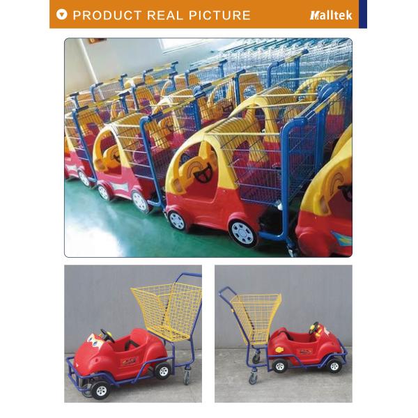 Cute Plastic Children Supermarket Shopping Trolley With Basket