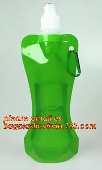 Collapsible Sports Water Bottle 3 Pack, Foldable Leak Proof Travel Bottles for Camping and Hiking, 480 mL Capacity