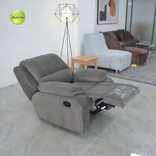 Charcoal Reclining Sofa & Chair: Durable Fabric, Overstuffed Comfort – Perfect for Cozy Contemporary Interiors