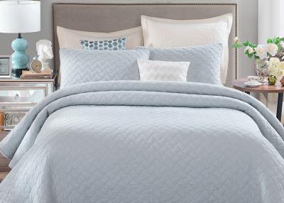 Geometric Embroidered Full Size Quilt 3pcs Country Style 100% Cotton For Home