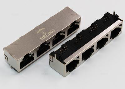 Conector do RJ45 multi 1 x 4 Ganged de quatro portos R/queixa de RoHS do ângulo direito