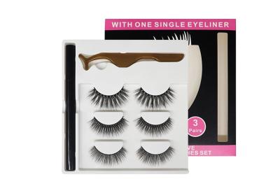 Wholesale Magnet False Mink Eyelash Set Lash Eyeliner Magnetic Eyelashes With Tweezers OEM / ODM Accepted