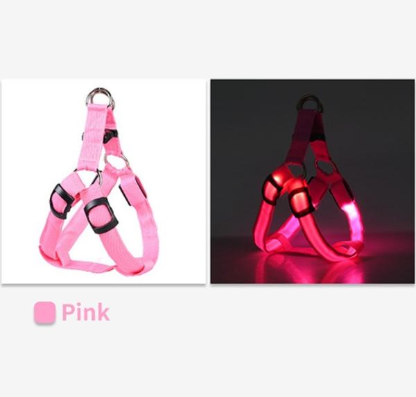 LED Night Dog Harness Vest Rechargeable USB Reflective Design Adjustable Leash Outdoor Walks