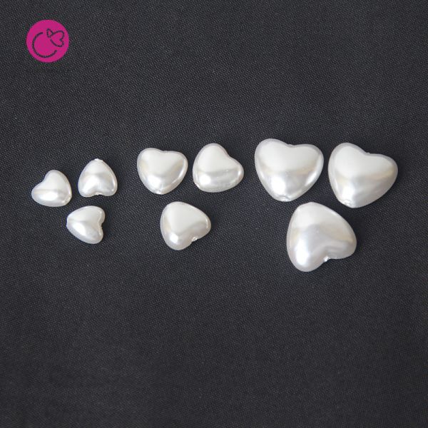 Wholesale 18-14mm Sewing Pearl Stones White Plastic Acrylic Beads Heart Pearls With Hole for Hairpin DIY