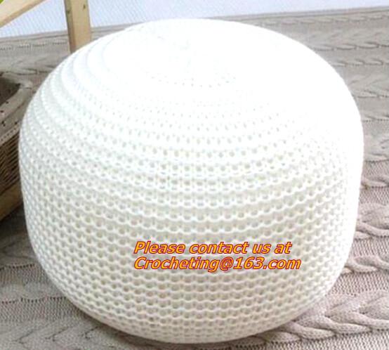 Middle size cotton crochet floor pouffe crochet pouf hassock Ottoman Floor Cushion