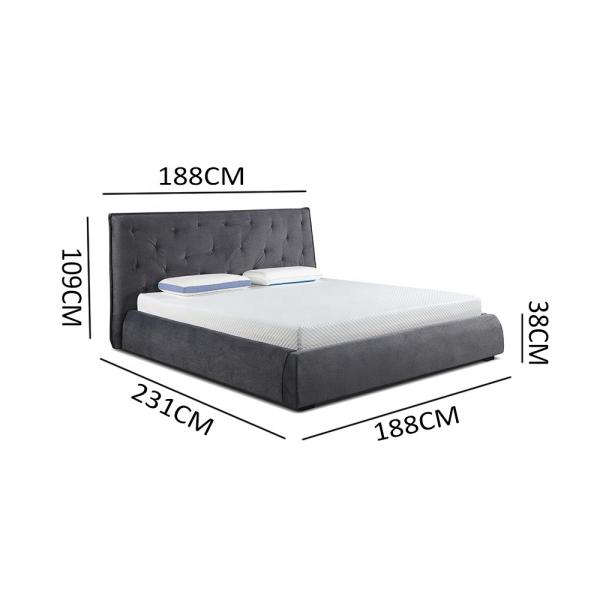 11068 Hot Selling Soft Bed Light Grey /Dark Grey Queen Bed Cotton Comfortable Bed