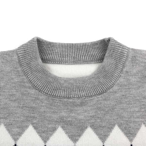 Custom Knitted Cotton Yarn diamond pattern Baby Boy Winter Wear Pullover and Sweater for Kids