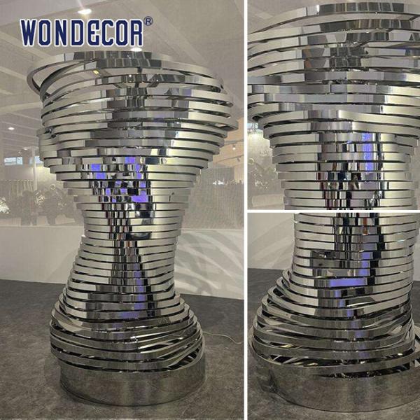 Indoor Lighting Curved Brushed Stainless Steel Metal Interactive Art Sculpture