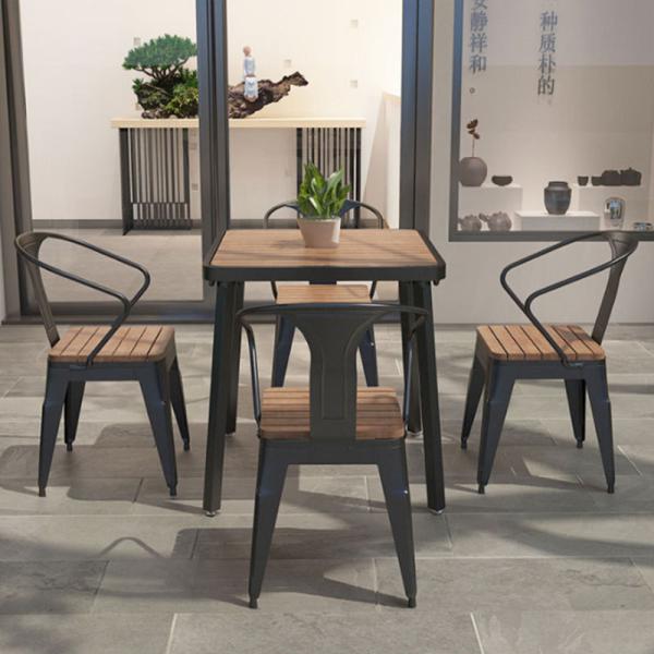 Outdoor Wood Dinning Table and Chair Set in Modern Style for Garden Furniture