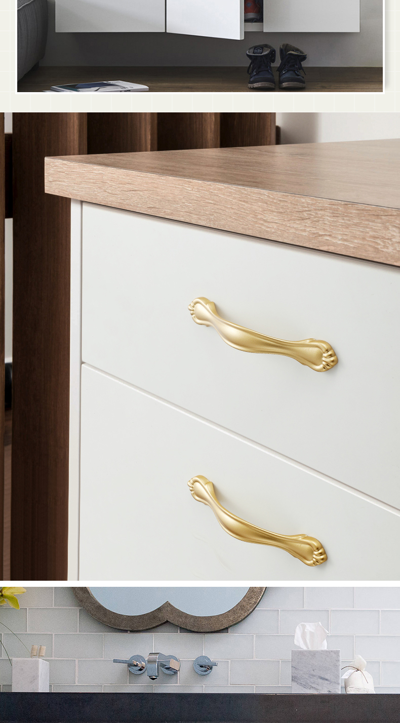 Modern Simple Luxury Golden Aluminum Alloy Durable Rectangle Cabinet Door Handle Invisible Kitchen Gym Closet Wardrobe Drawer