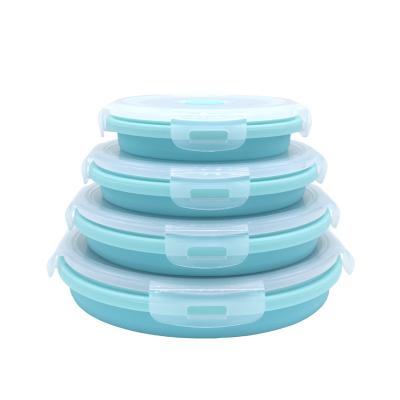Lancheira dobrável do silicone do círculo 350ml 540ml 800ml 1200ml