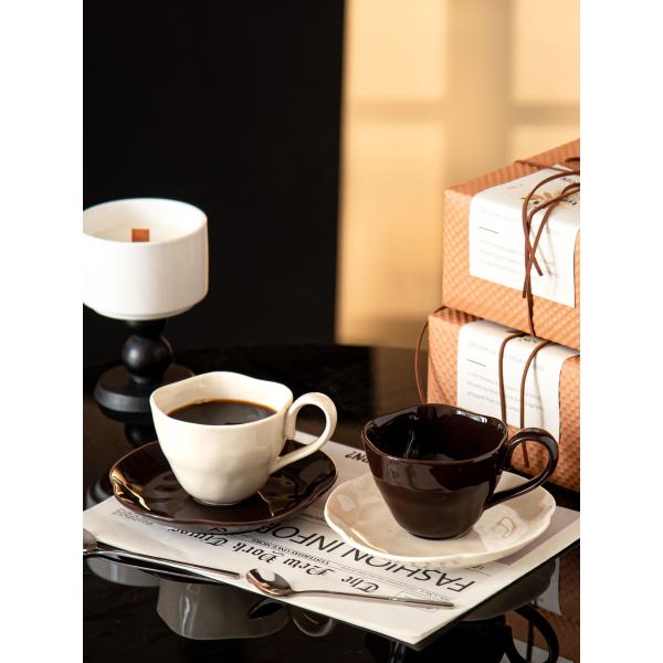 Novelty Design Style Handmade Ceramic Coffee Cups And Saucers For Sustainable