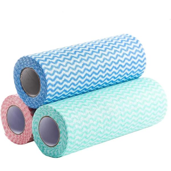 Washable Disposable Cleaning Cloths , Polyester Non Woven Kitchen Towels Use