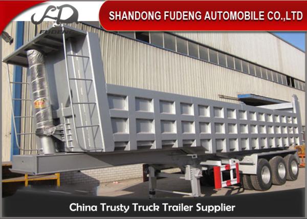 Tri Axle Hydraulic Dump Trailer , Steel Dump Trailers For Cargo Transprtation