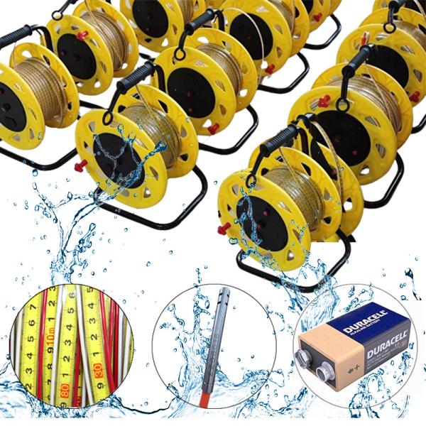 Medidor portátil de nivel de agua 50M 100M 200M 300M 500M Indicador de nivel de agua con audio y luz para el pozo de aceite de agua