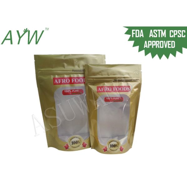 FDA 130 Mic Resealable Mylar Ziplock Bags Packaging Bags PET / PE For Organic Beans
