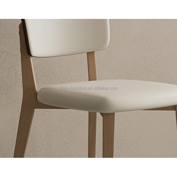 Sillones de comedor de hotel W47*D48*H86CM Morden Nordic PU Sillón de madera de cuero para muebles de comedor tapizado