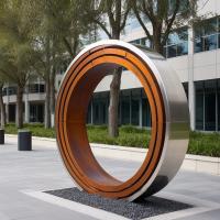 Decoration Natural Corrosion Weathering Steel And Stainless Steel Circle Sculpture