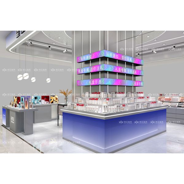 OEM Aluminium Skincare Kiosk Store Rack For Beauty Shop Display