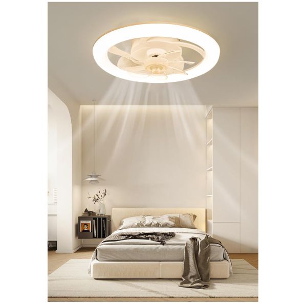 Modern and Simple Home Intelligent Remote Control Restaurant LED Round Acrylic ceiling Fan Light(WH-CLL-59)