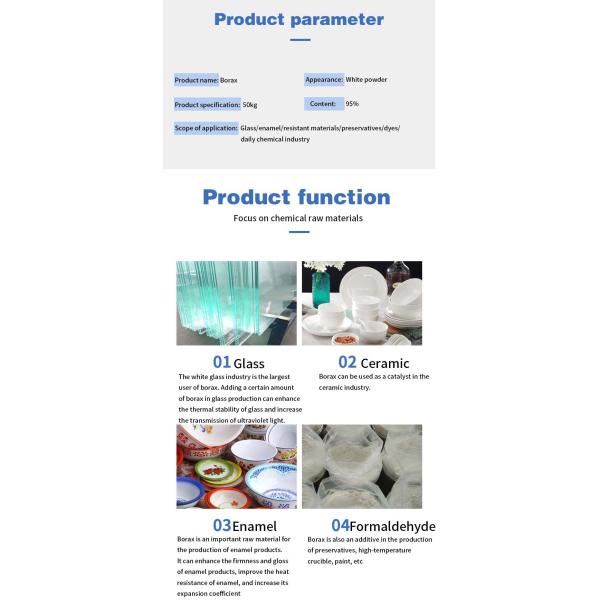Matéria-prima de alta qualidade Borax Ten Hydrate Pulverizado Borax Decahydrate