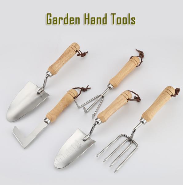 Wooden Handle Stainless Steel Garden Hand Tools Five Piece Set