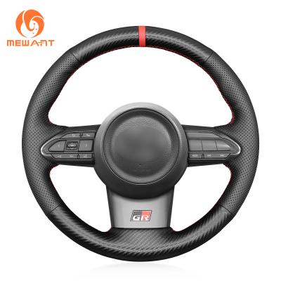 Custom Hand Stitching Matt Carbon Leather Steering Wheel Cover for Toyota Yaris GR 2020-2022