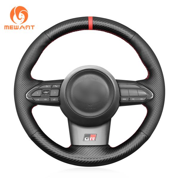 Custom Hand Stitching Matt Carbon Leather Steering Wheel Cover for Toyota Yaris GR 2020-2022