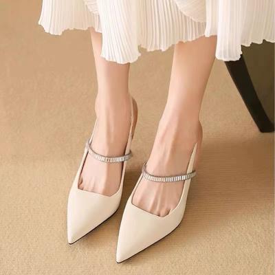 Women S Dress Shoes In Apricot Color With Chunky Heel And Strap Design For Job Market