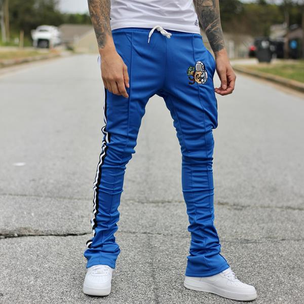 OEM Custom Embroidery Impresión Logo Slim Fit 100 algodón Peso pesado empilado pantalones de sudor abultados Pantalón de pista Pantalones de sudor hombres