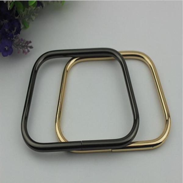 Professional factory high quality fashion zinc alloy square shape gunmetal color handbag leather handle