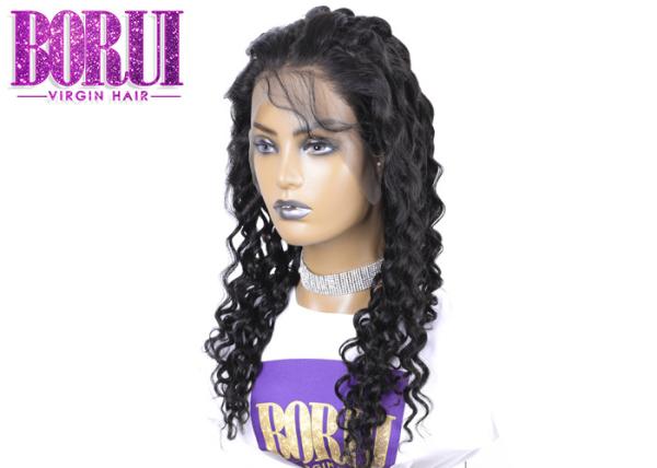 Ser humano brasileiro encaracolado profundo do cabelo humano da peruca do laço completo com cabelo do bebê no laço de HD
