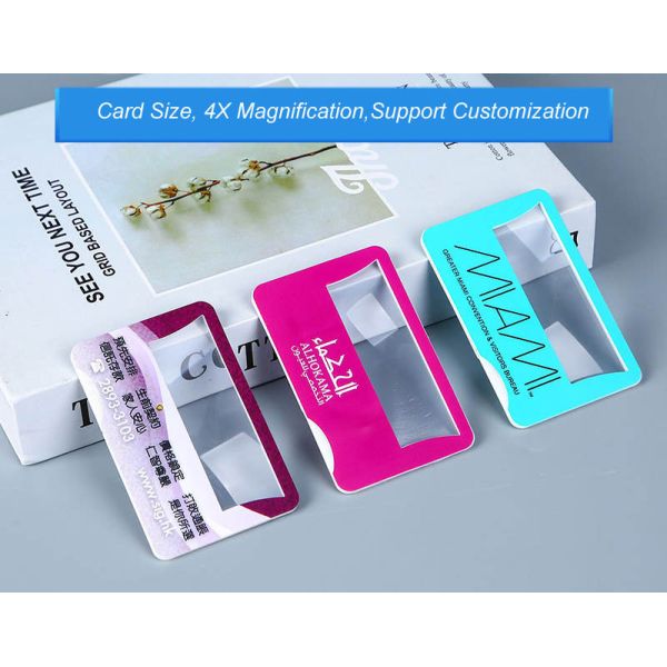 4X Magnifying Glass Business Cards Magnifier, Led Lighted Pocket Wallet Card Magnifier