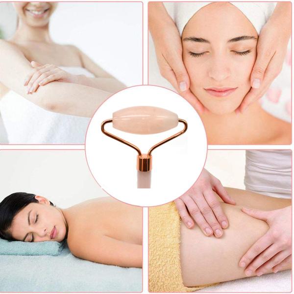 Customized Logo Availabled Rose Gold Jade Roller for Face Skin Care 100% Natural Double Head Rose Quartz Facial Roller Face Slimming