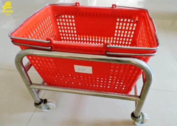 Portable Grocery Basket With Wheels , Durable Grocery Store Shopping Baskets