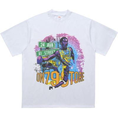 High Street T-Shirt de algodão 100% Grande e retrô letra Impressão com tecido pesado