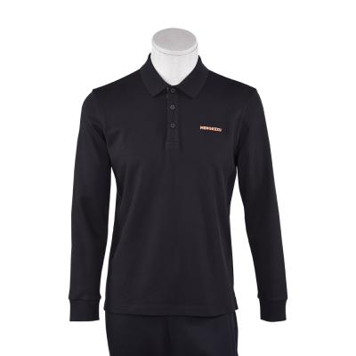 Camisas de polo de manga longa para homens Mistura de espandêx de algodão amigável para a pele com logotipo personalizado