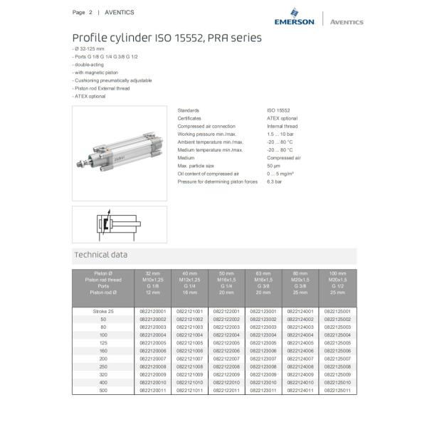 AVENTICS Multi Rod Pneumatic Rodless Cylinder 15552-PRA Adjustable Cushioning