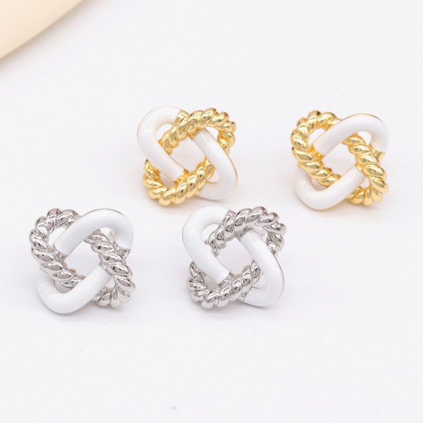 Lovely Trendy Earring Stud Earrings Female Silver Needle Black White Love Zirconia Rope Shape Wholesale for Women Girls