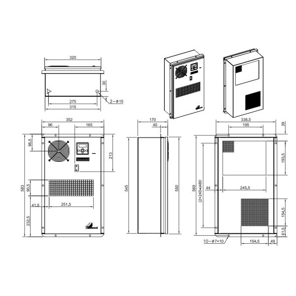 220V AC Outdoor Cabinet Air Conditioner 600W With IP55 Protection Level