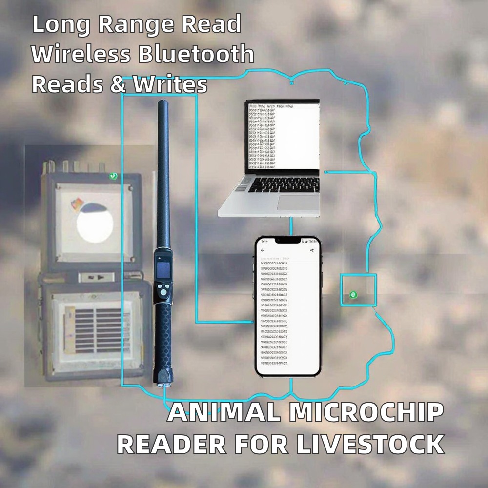 Durable Waterproof Long Range 134.2kHz RFID Ear Tag Reader ISO11784/5 Protocol 30-100cm Reading Distance PVC Material for Farm