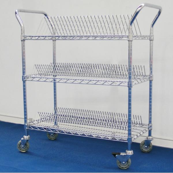 4 Layers Carbon Steel Industrial Wire Shelving Chrome Surface Finish Standard Size
