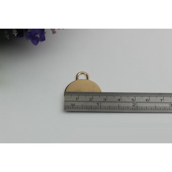 Excellent quality zinc alloy light gold small flat round shape metal label plate for handbag