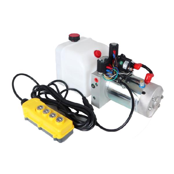 DC 12V 1.6kw 2方向複動油圧パワーユニット、プラスチック燃料タンクと4ボタンリモコン付き、フライングウィングカーキャラバンクレーン用
