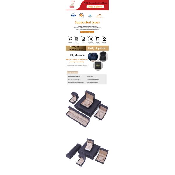 Custom Logo Nobel Sleek PU Leather Jewelry Packaging Box With Soft Velvet Lining