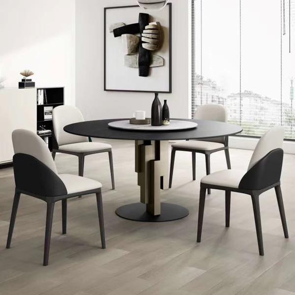 Luxurious And Elegant Round Dining Table With Ceramic Marble Top
