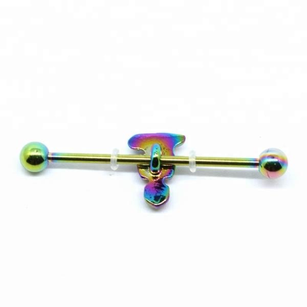 Custom rainbow stainless steel jewelry industrial piercing 14g
