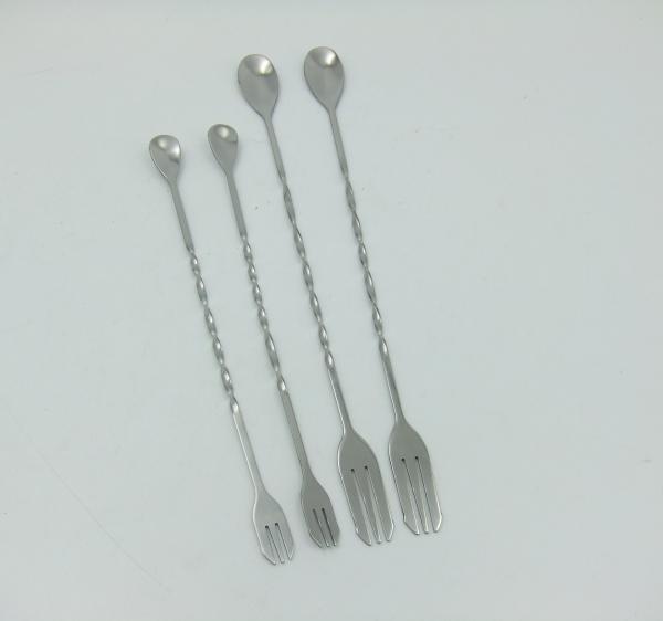 Stainless steel double stir bar Milk tea coffee spoon scoop cocktail bar section rod long handle more key
