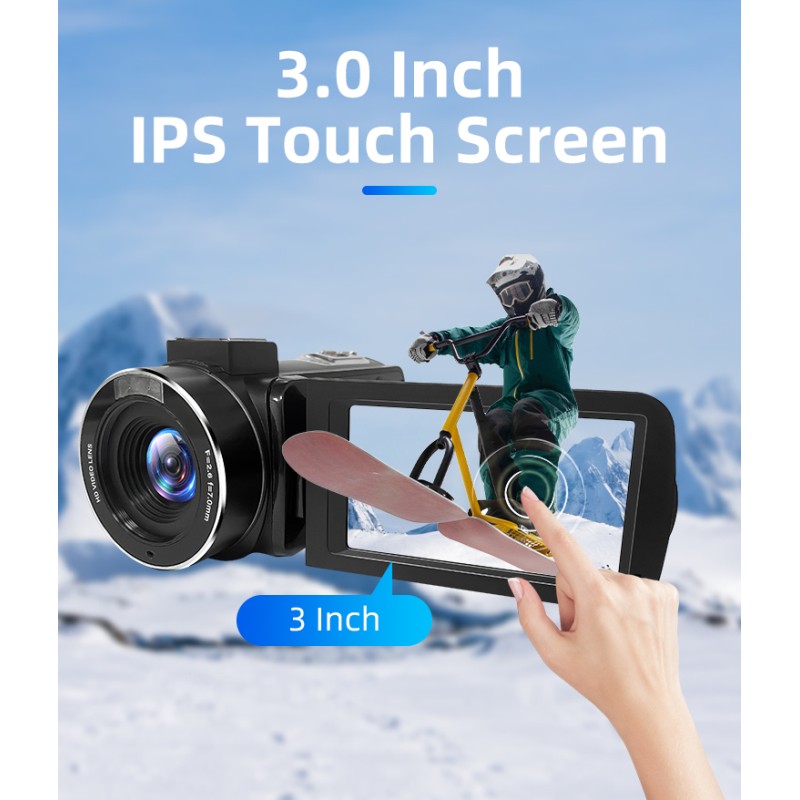 UHD 4K Video Camera 18X Digital Zoom 3.0 Inch IPS Screen Camcorder Vlogging Camera for YouTube with Wifi &Night Vision