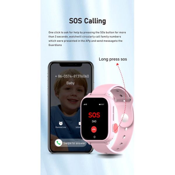 Eraysun Smart Watch Child 560mAh 1.52 Inch 240*280 LBS Location SOS Phone Call 4g SIM Card Camera Electronic Smart Watch Kids